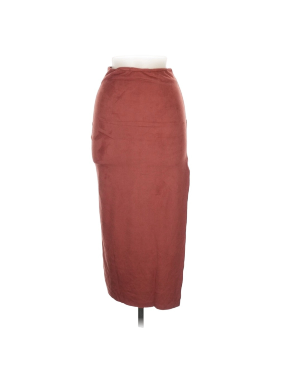 DARK ORANGE SPLIT FAUX SUEDE SKIRT